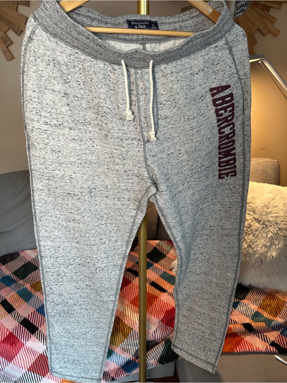 Abercrombie & Fitch Vintage Light Gray Jogger Pants with Maroon Logo